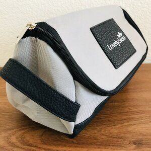 Tub Trunk Cosmetic Canvas Travel Toiletry Bag Side Strap Zipper Gray New 10"x 5"
